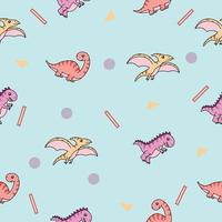 cute colorful dinosaur animal seamless pattern object wallpaper with design greenish blue. vector