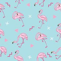 cute pink stork animal seamless pattern pink and white object wallpaper with design pastel blue. vector