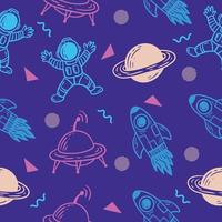 cute line outer rocket space seamless pattern colorful object wallpaper with design light purple. vector