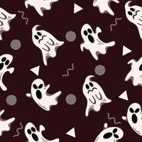 cute white ghost seamless pattern object wallpaper with design dark red. vector