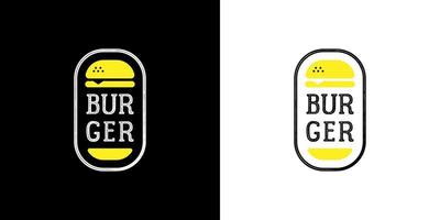 vector de diseño de logotipo de sello de etiqueta de emblema de hamburguesa plana
