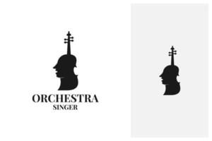 cantante de orquesta con diseño de logo de violín vector