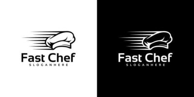 chef hat fast chef logo design vector