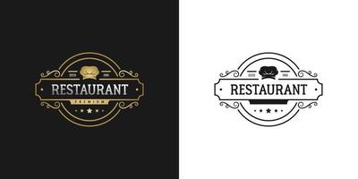 elegant luxury vintage emblem badge label restaurant logo design vector