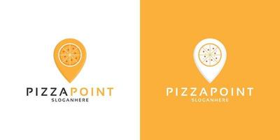 pizza y pin, vector de diseño de logotipo de punto de pizza