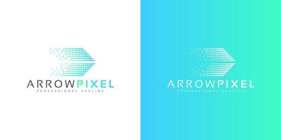 modern futuristic tech technology arrow pixel logo design