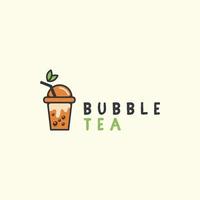 bubble tea with flat color style logo icon template design. milk, boba , ice, vector illustration