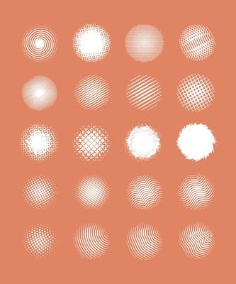 A collection of geometric, patterned and retro-style circle shapes. Vector illustration for graphic design elements