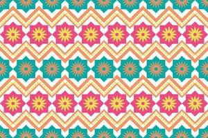 Colorful geometric ethnic seamless pattern design for wallpaper, background, fabric, curtain, carpet, clothing, and wrapping vector illustration.