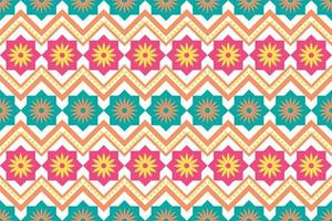 Colorful geometric ethnic seamless pattern design for wallpaper, background, fabric, curtain, carpet, clothing, and wrapping vector illustration.