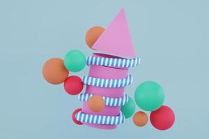 3d Geometric shapes colorful background photo