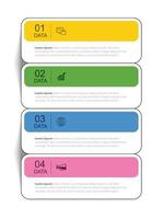 4 data infographics tab thin line index template. Vector illustration abstract square infographic background.