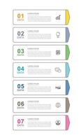 7 data infographics tab thin line index template. Vector illustration abstract square infographic background.