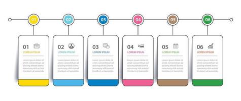 6 data infographics tab thin line index template. Vector illustration abstract square infographic background.