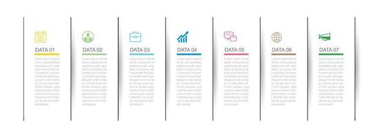 7 data infographics tab thin line index template. Vector illustration abstract square infographic background.