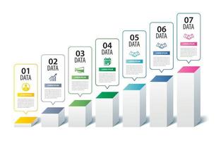 7 data infographics square index template. Vector illustration abstract background.