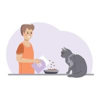 A man feeds a cat vector