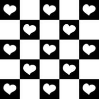 Monochrome pattern with simple hearts in 1970s style. vector