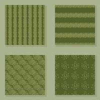 colección de patrones sin fisuras abstractos con rayas y manchas en color verde matcha. vector