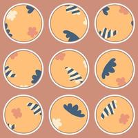 Story highlight icons set with abstract clouds and flowers. Perfect for social blog, stickers and print. vector