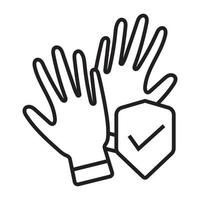icono de arte de línea de protección de manos con concepto de dos guantes para aplicaciones o sitios web vector