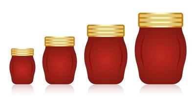 Set of a red mason bottle or glass jars flat color icon for apps and websites vector