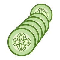Flat vector icon many cucumber slice or gherkin for apps and websites