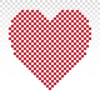 Red pixel heart or pixelated hearts flat vector icon for apps and website