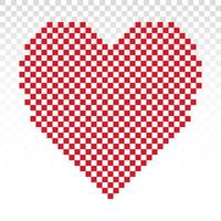 Red pixel heart or pixelated hearts flat vector icon for apps and website