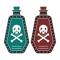 Flat color icon poison bottle or poisonous chemicals with crossbones for apps or websites vector