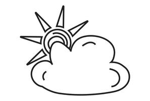 clouds partly blocking the sun - Line art icon for apps or website vector