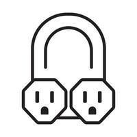 Nema 5-15 connector power outlet line art icon for apps or websites vector