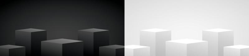 cool minimal design black and white geometric podium display background 3d illustration vector