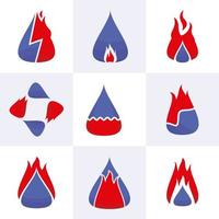 Water and fire harmony modern logo collection vector