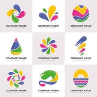Water droplets modern logo collection with circle curve vector