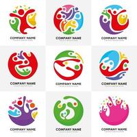 People and family happy together colorfull logo with circle vector