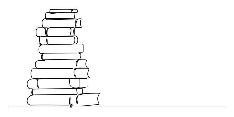 One line drawing, open book. Vector object illustration
