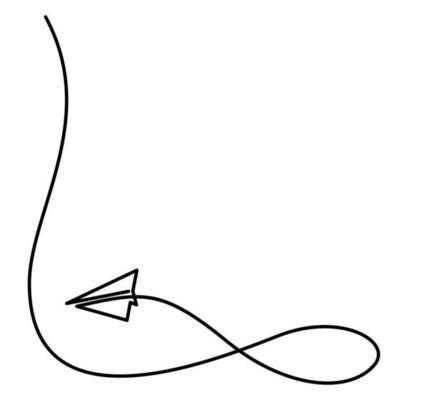 one line drawing of airplane paper flying corner frame decoration