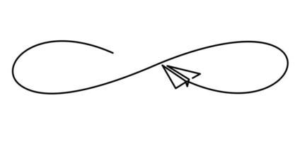 continuous line drawing of airplane paper flying infinity design vector