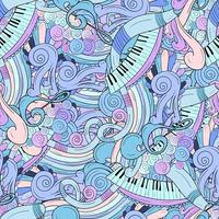 Seamless music background with notes and piano vector