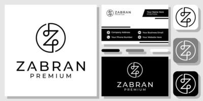 Initial Letter Z Circle Monogram Modern Simple Minimal Icon Logo Design with Business Card Template vector