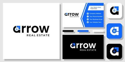 Wordmark Symbol Arrow Up Success Window Building Home Simple Logo Design with Business Card Template vector