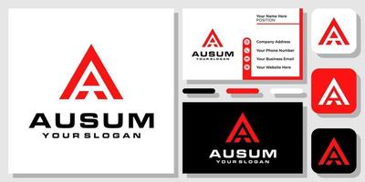 Initial Letter A Triangle Arrow Modern Simple Geometric Icon Logo Design with Business Card Template vector