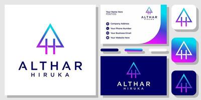 Initials Letters AH HA Colorful Gradient Monogram Modern Logo Design with Business Card Template vector