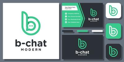 Initial Letter B Bubble Chat Talk Message Communication Monogram Icon Logo Design with Business Card vector