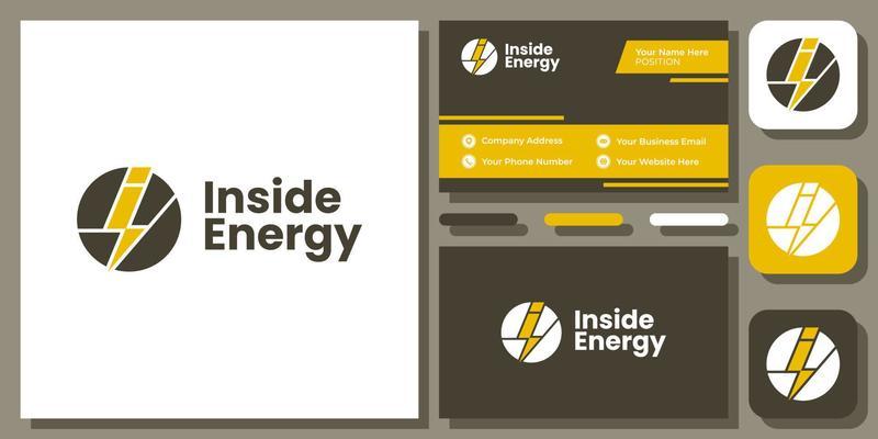 Initial Letter I Thunderbolt Thunder Bolt Flash Volt Power Energy Vector Logo Design with Business Card