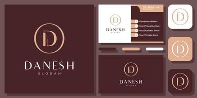 Initial Letter D Elegant Luxury Fashion Business Monogram Vector Logo Design with Business Card