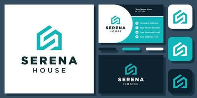 Initial Letter S Home House Building Construction Real Estate Vector Logo Design with Business Card