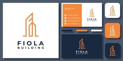 Initial Letter F Building Apartment Construction Real Estate Vector Logo Design with Business Card