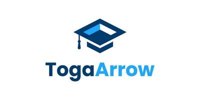 Toga Arrow Success Study Academy Education School University Cap Hat Graduation Vector Logo Design